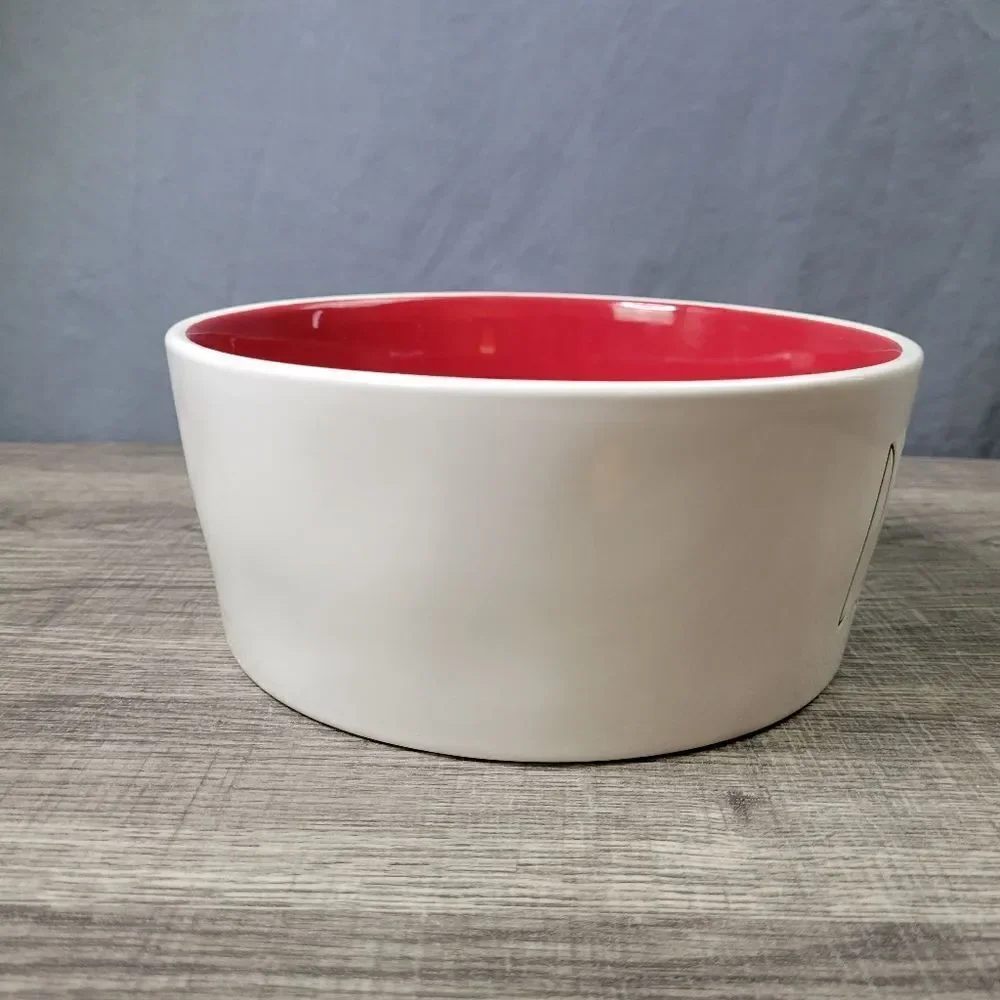 Rae Dunn Artisan Collection Farmhouse White And Red Deck The Paws Ceramic Dog...
